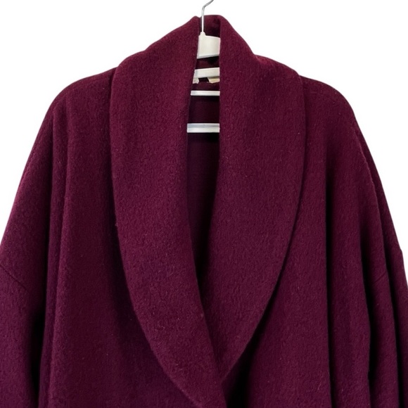 MOTH ANTHROPOLOGIE Boiled Wool Unstructured Coat Pockets Burgundy SZ MED EUC - Picture 7 of 12